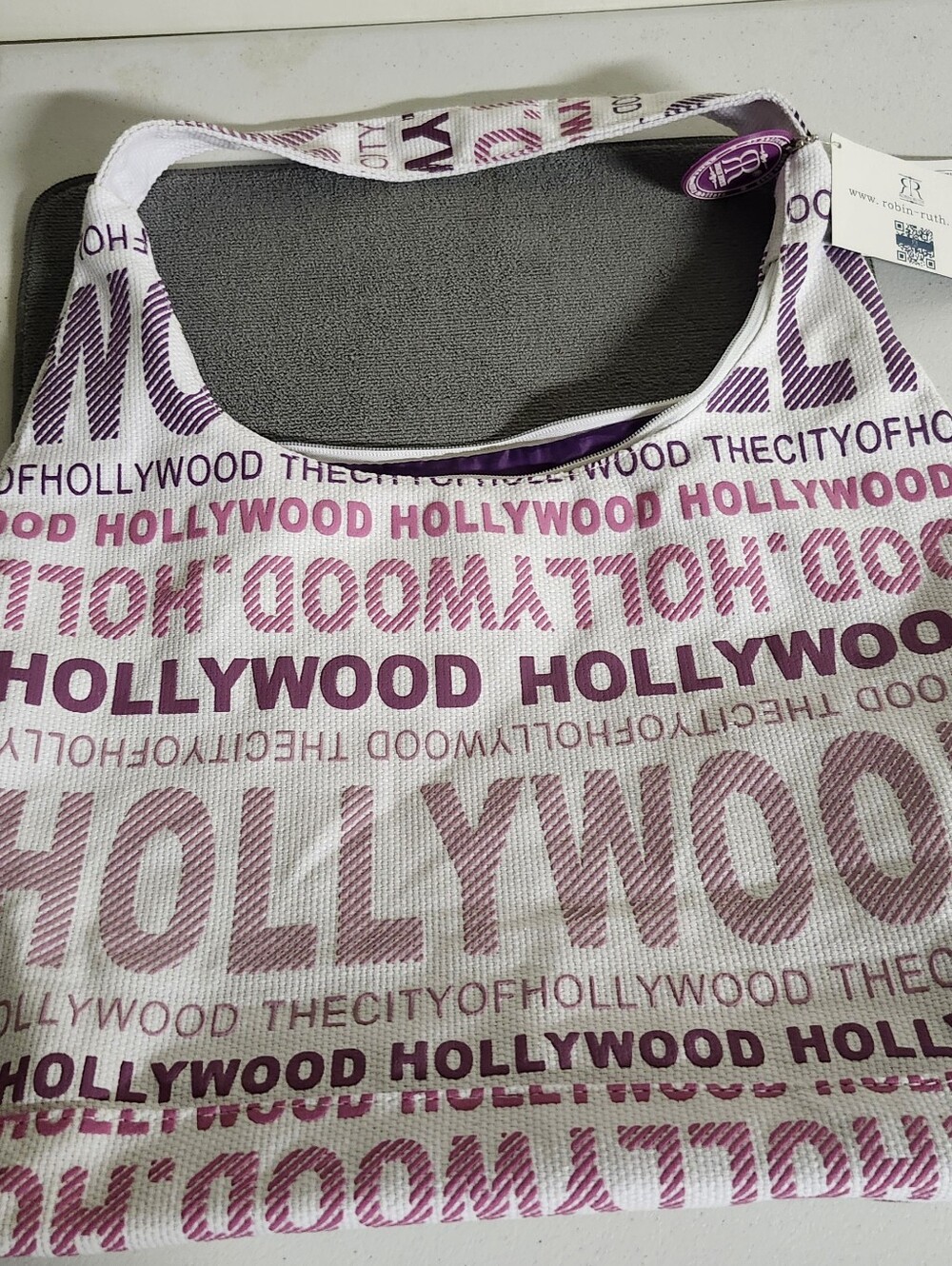 Robin Ruth Pink and Purple Hollywood Logo Tote